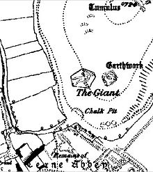 The Giant, as included on an Ordnance Survey map of 1891, courtesy of Wikimedia Commons